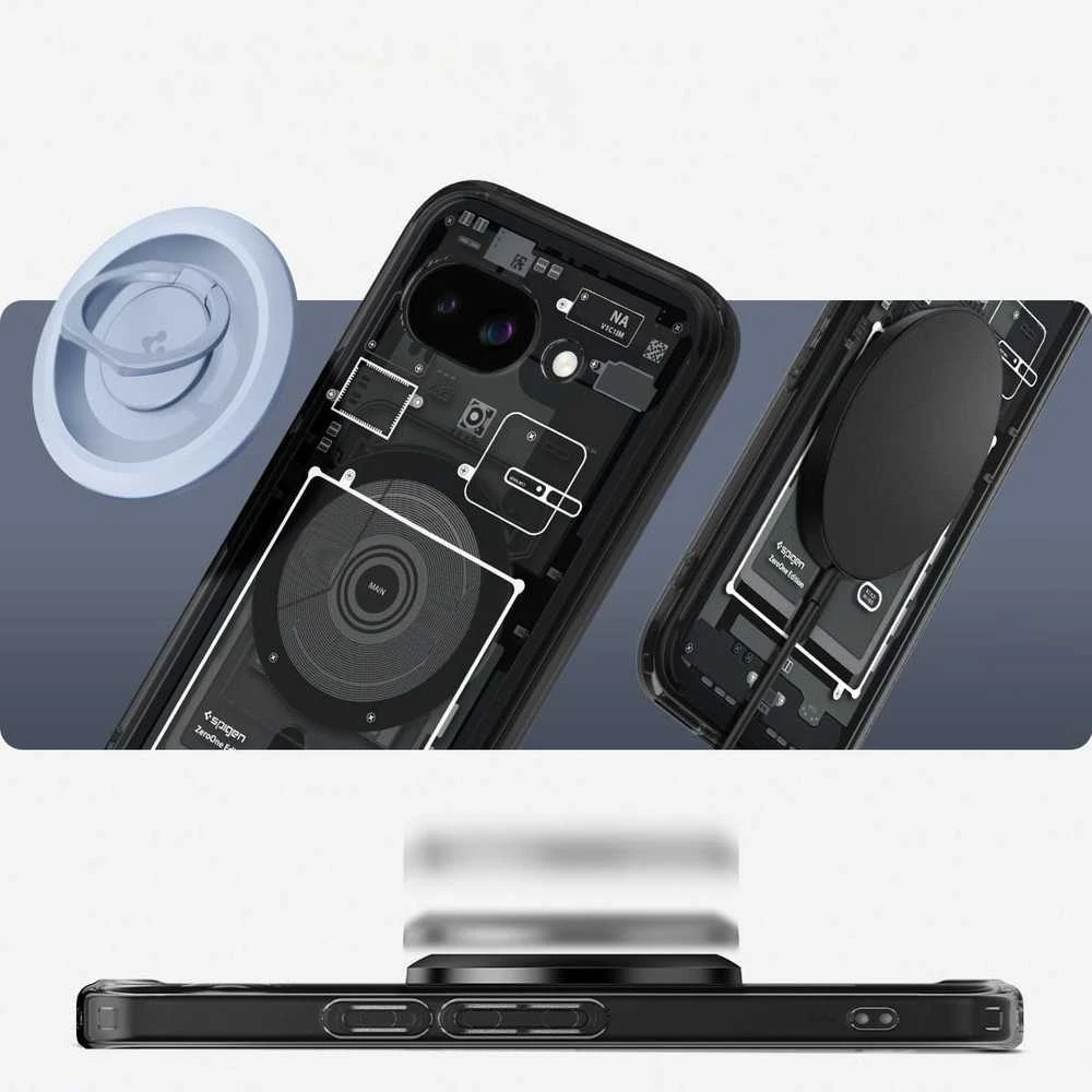 SPIGEN dėklas ULTRA HYBRID MAG suderinamas su MagSafe, skirtas GOOGLE PIXEL 9A zero one juodas