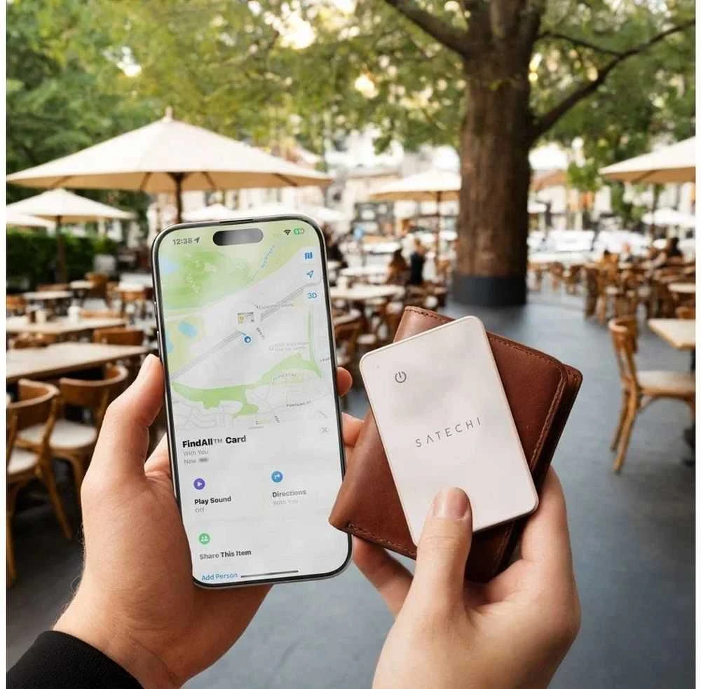 „Satechi FindAll?“ piniginės kortelė su „Apple Find My“ – dykumos rožinė
