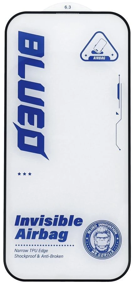 Blueo LCD apsauginis stikliukas 5D Mr. Monkey Glass (Airbag Anti-Broken) Apple iPhone 18 Pro Max juodas