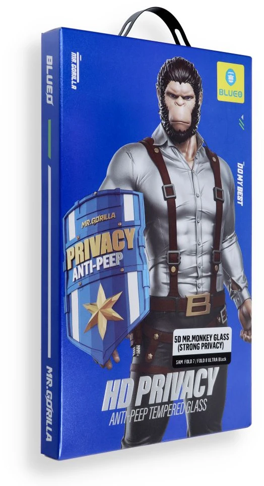 Grūdintas stiklas 5D skirtas Samsung FOLD 7 / FOLD 8 ULTRA Mr. Monkey Glass (Anti-Peep Strong Privacy) juodas