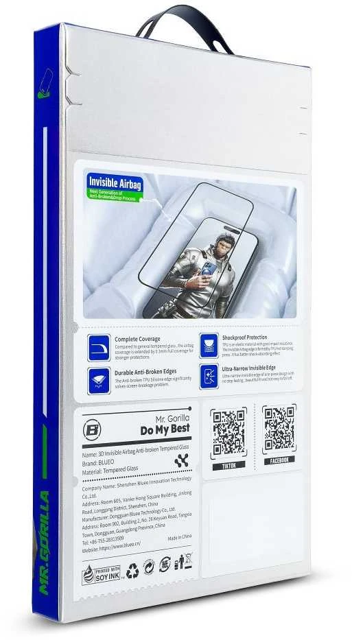 Blueo 5D Mr. Monkey Glass - Apple iPhone 14 Pro Max juodas (Airbag Anti-broken)