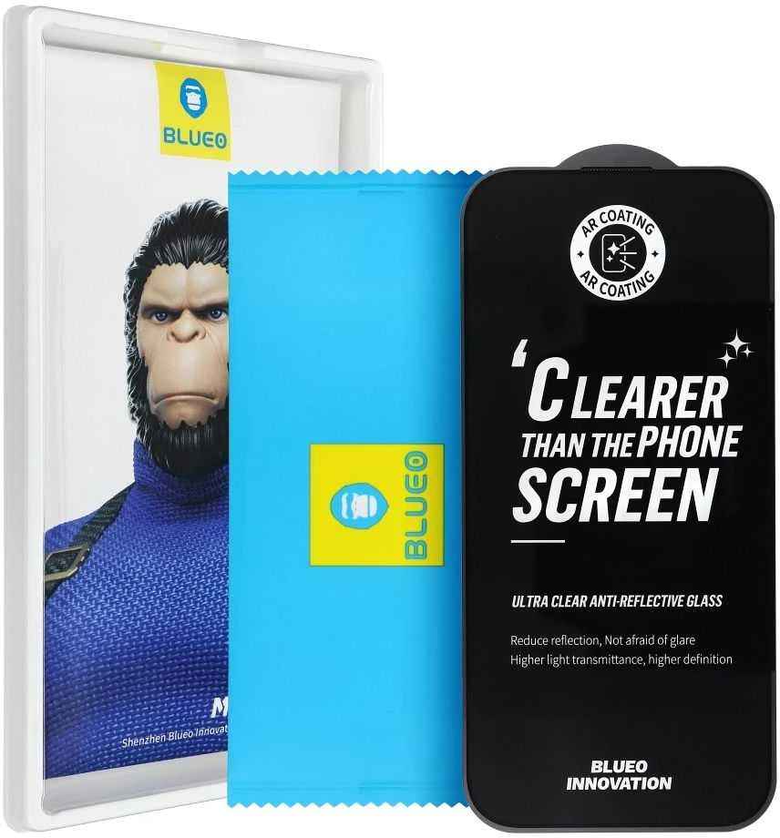 Blueo 5D Mr. Monkey Glass – Apple iPhone 16 juodas (Strong Premium AR)