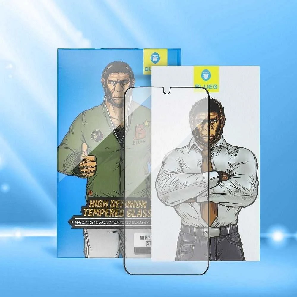 Blueo LCD apsauginis stikliukas 5D Mr. Monkey Glass (Strong HD) Apple iPhone 14 Pro juodas