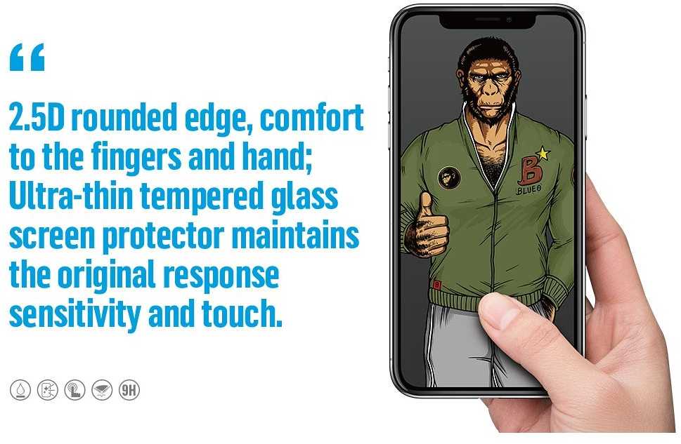 Blueo 5D Mr. Monkey Glass - skirtas Samsung Galaxy A14 4G / A14 5G juodas (Strong Lite)
