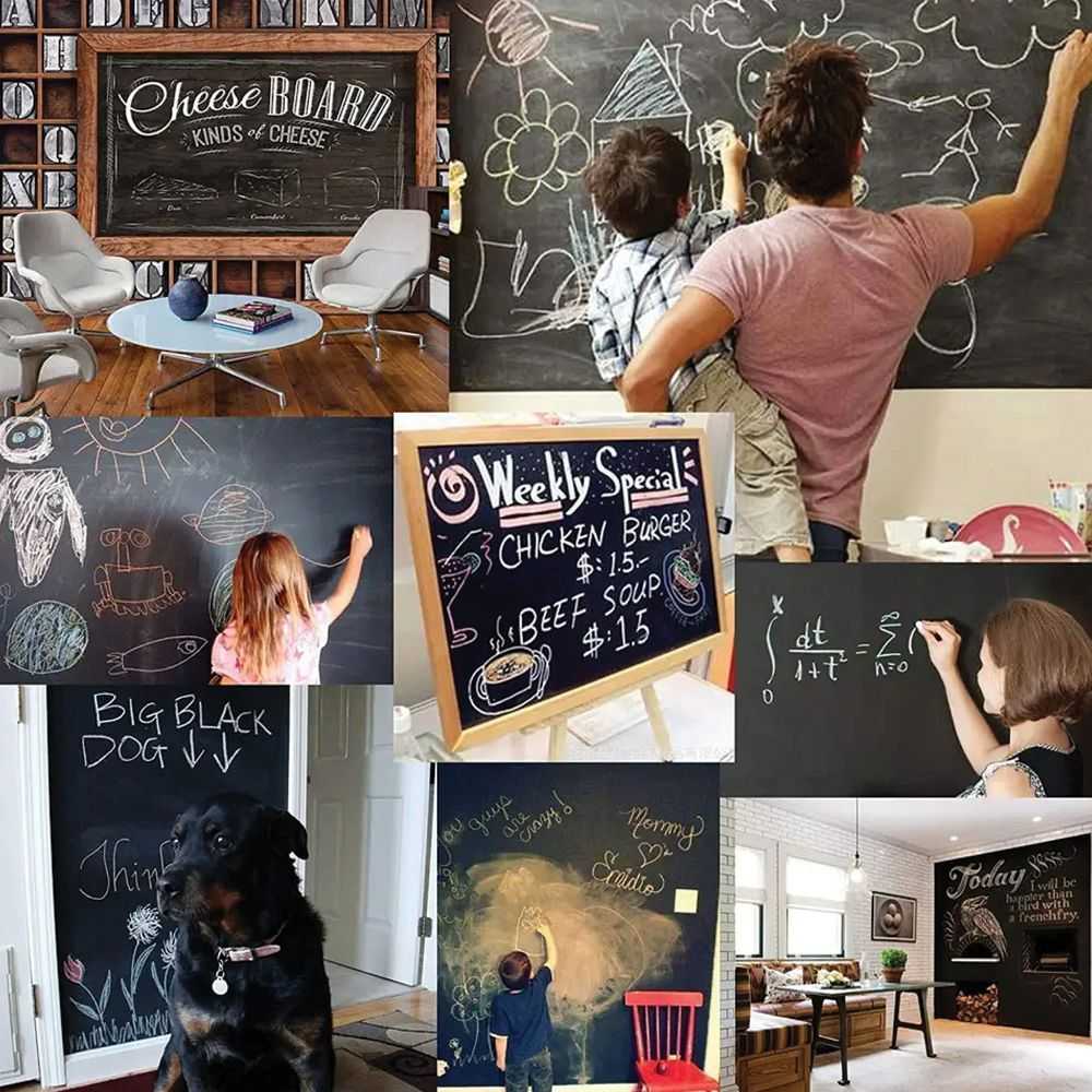 Falcon Adjustable self-adhesive chalk board for children 45 x 200 cm + chalk RC-K-340 juodas