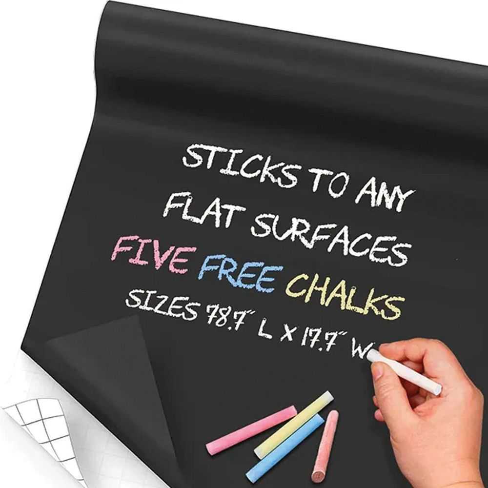 Falcon Adjustable self-adhesive chalk board for children 45 x 200 cm + chalk RC-K-340 juodas