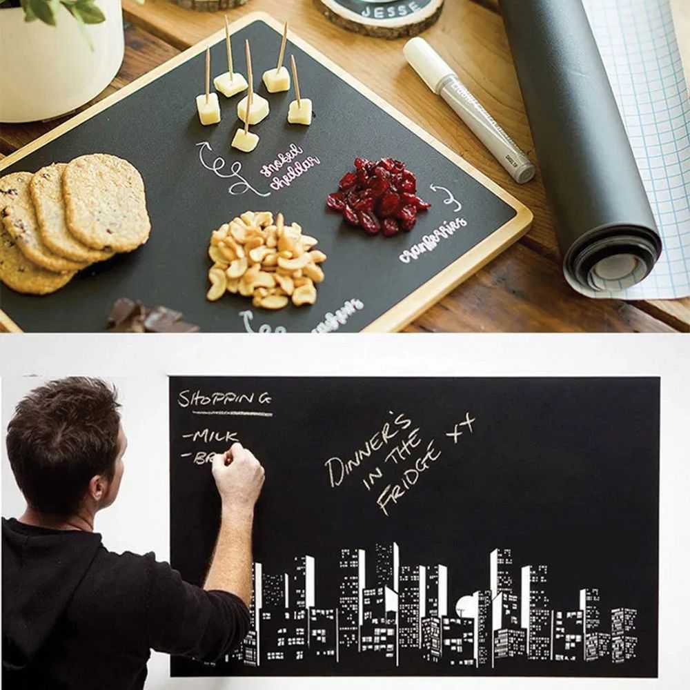 Falcon Adjustable self-adhesive chalk board for children 45 x 200 cm + chalk RC-K-340 juodas