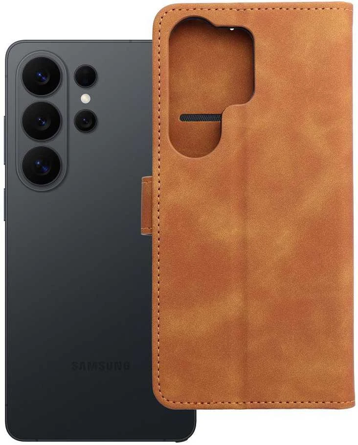 Oem Dėklas su klapką na Samsung S26 ULTRA Tender Book ruda