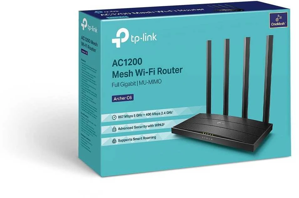 TP-LINK | Maršrutizatorius | Archer C6 | 802.11ac | 300+867 Mbit/s | 10/100/1000 Mbit/s | Ethernet LAN (RJ-45) jungtys 4 | Mesh palaikymas: Ne | MU-MiMO: Taip | Ne, mobilusis plačiajuostis ryšys: Ne | Antenos tipas: 4 išorinės | Ne