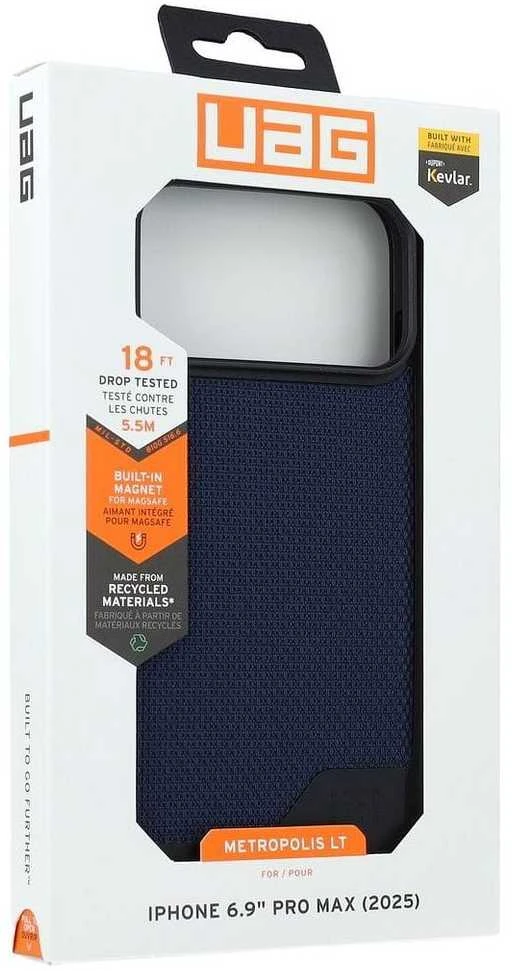UAG Urban Armor Gear dėklas METROPOLIS LT, suderinamas su „MagSafe“, skirtas IPHONE 17 Pro Max, iš kevlaro ir malardo medžiagos.