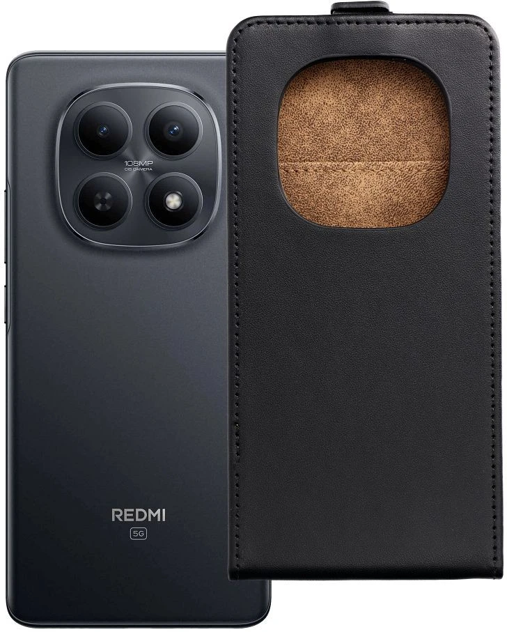 Oem Vertikalus atverčiamas dėklas Xiaomi Redmi NOTE 15 PRO 5G Slim Flexi Fresh Juodas