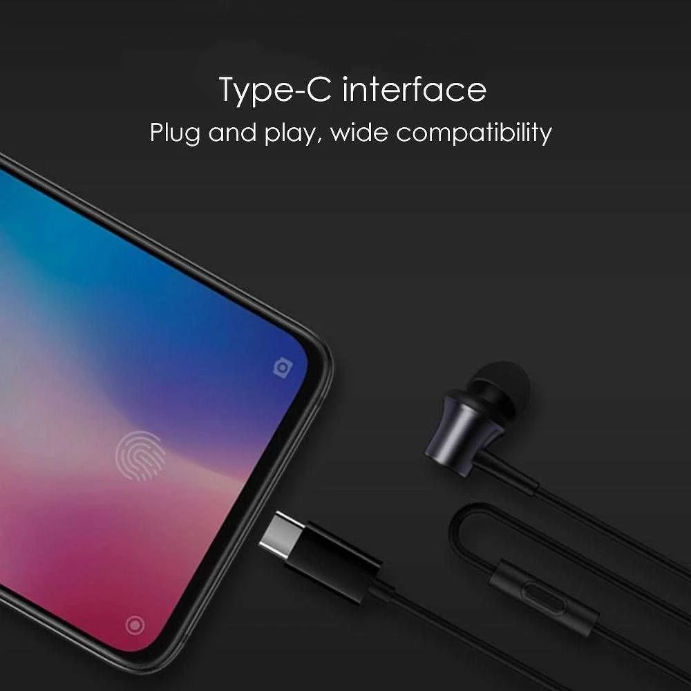 XIAOMI original wire earphone Typ C su mikrofonu HSEJ04WM juodos spalvos blister pakuotė