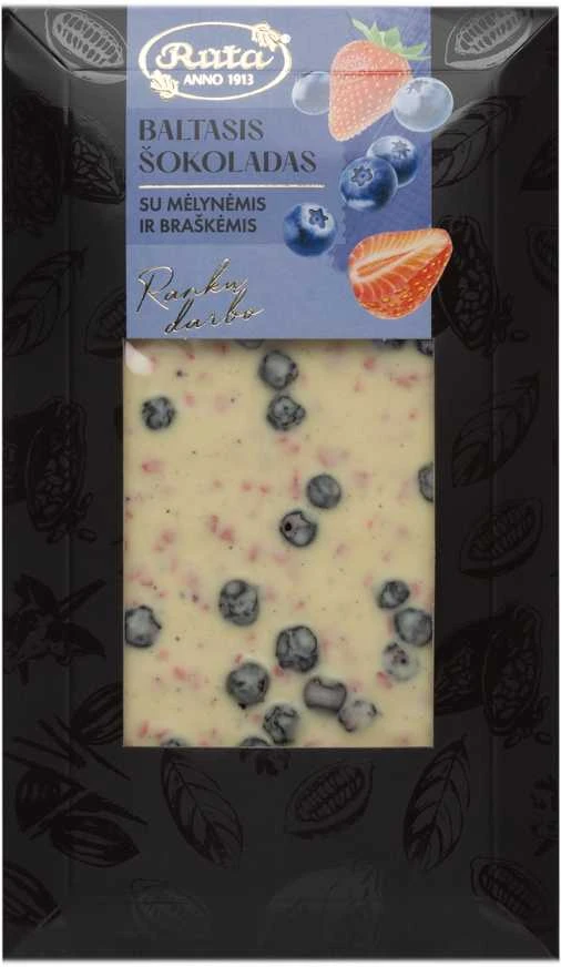 Rūta Baltasis šokoladas su mėlynėmis ir braškėmis, 100 g