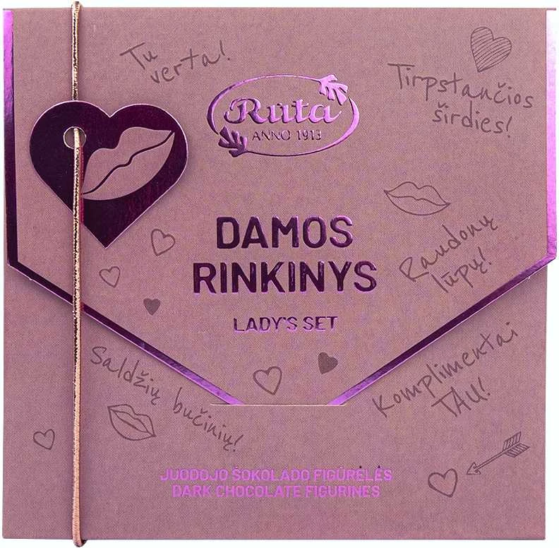 Rūta Juodojo šokolado (50&nbsp;%) figūrėlės „Damos rinkinys“, 45 g