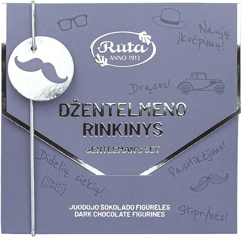 Rūta Juodojo šokolado (75&nbsp;%) figūrėlės „Džentelmeno rinkinys“, 45 g
