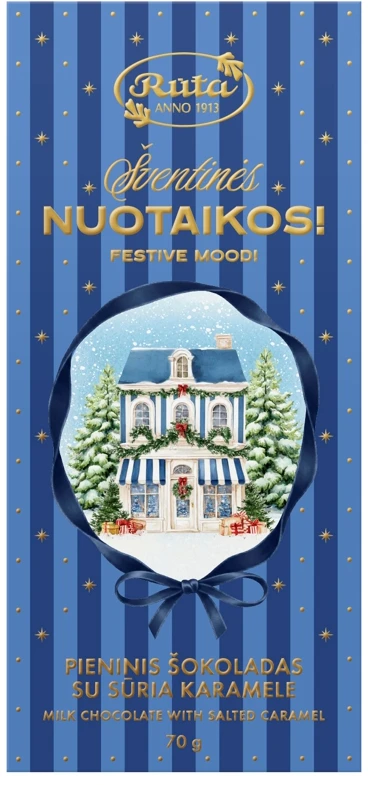 Rūta Pieninis šokoladas su sūria karamele „Šventinės nuotaikos!“, 70 g