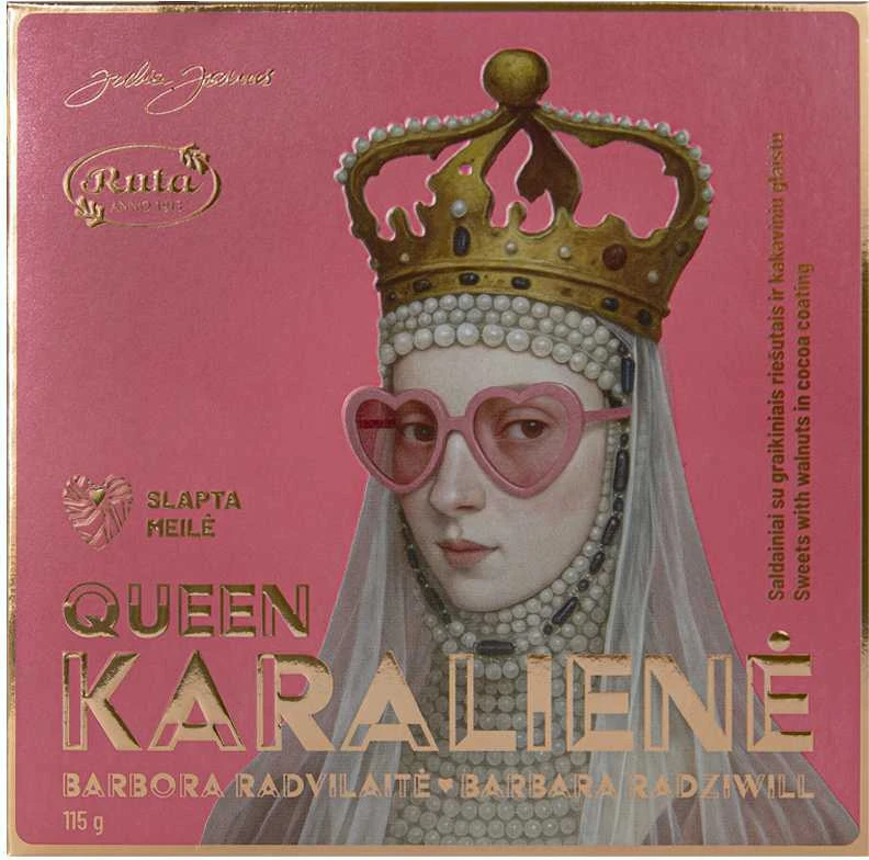 Rūta Saldainiai su graikiniais riešutais ir kakaviniu glaistu „Karalienė Barbora Radvilaitė“, 115 g