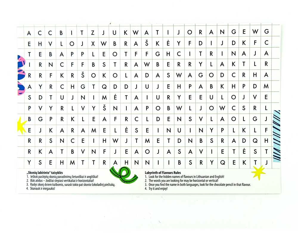 Rūta Šokoladinių figūrų rinkinys „Šokoladiniai pieštukai“, 95 g
