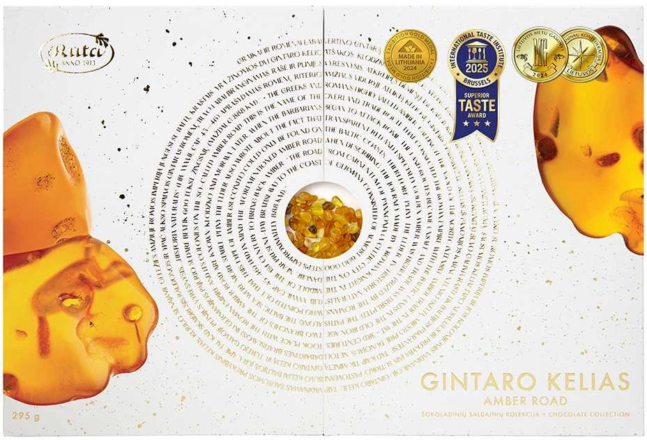 Rūta Šokoladinių saldainių kolekcija „Gintaro kelias“, 295 g