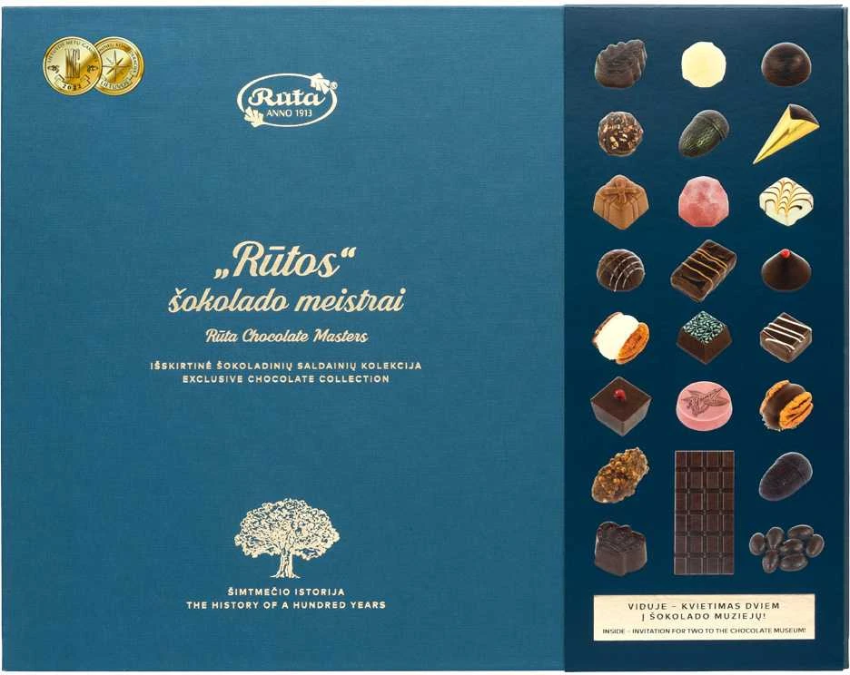 Rūta Šokoladinių saldainių kolekcija „Rūtos“ šokolado meistrai. ŠIMTMEČIO ISTORIJA, 550 g