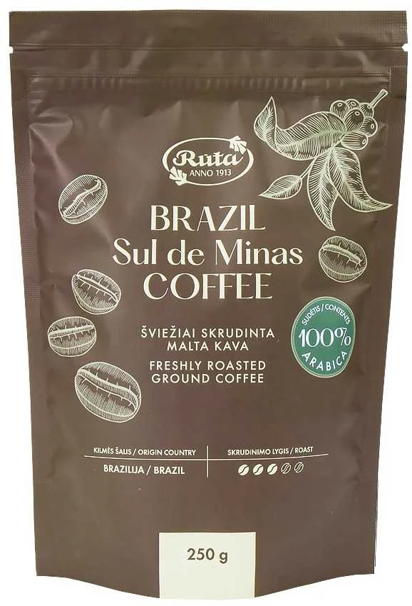 Rūta Šviežiai skrudinta malta kava „Brazil Sul de Minas“, 250 g
