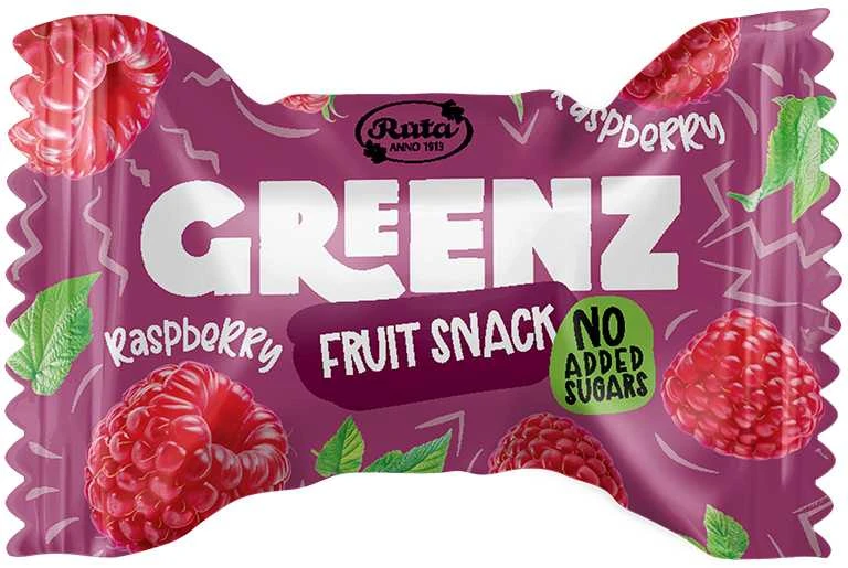 Rūta Vaisių užkandžiai su avietėmis „Greenz raspberry“, 110 g