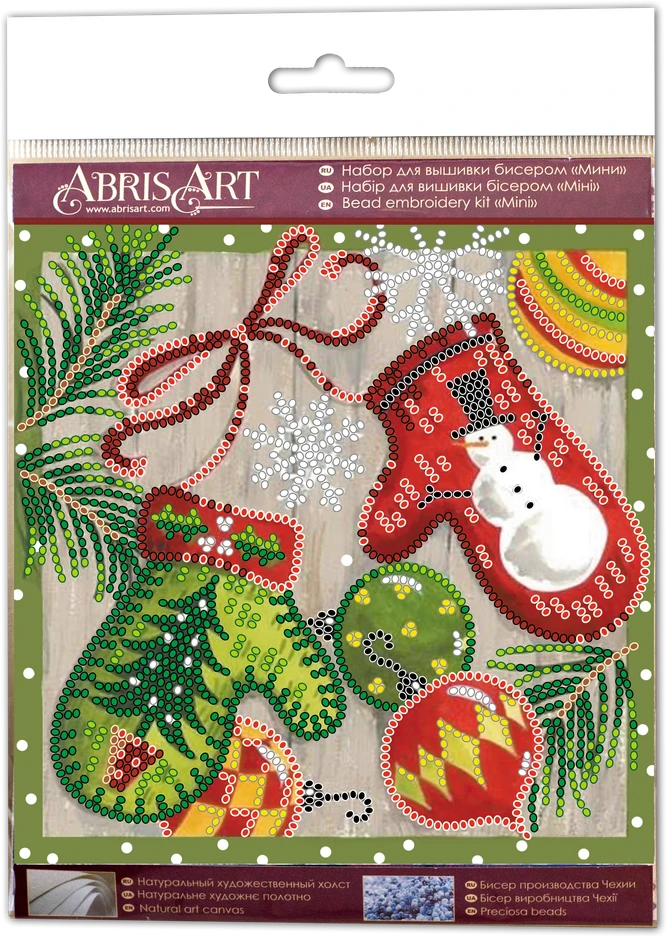 Abris Art Mini karoliukų siuvinėjimo rinkinys „Šventinė mįslė“ 15x15 cm