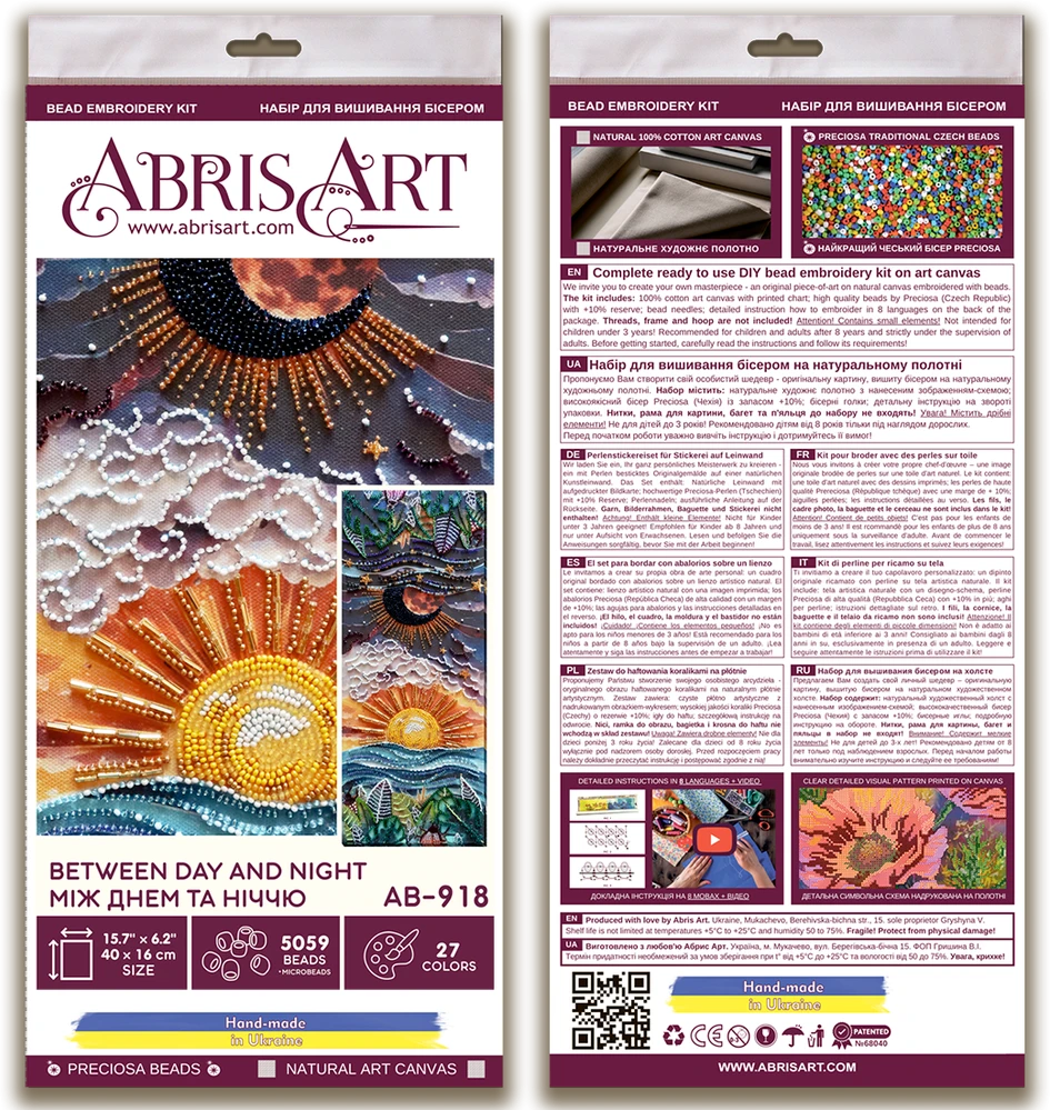 Abris Art Rinkinys siuvinėjimui karoliukais „Tarp dienos ir nakties“, 40x16 cm