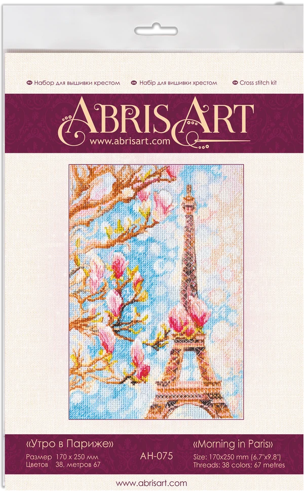 Abris Art Siuvinėjimo kryželiu rinkinys Rytas Paryžiuje, 17×25 cm, 38 spalvos