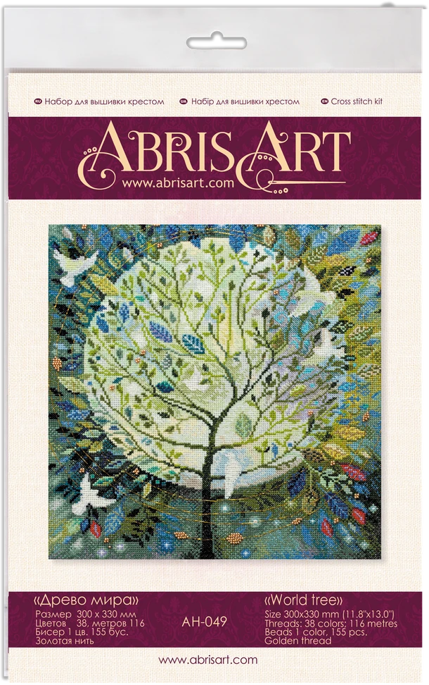 Abris Art Siuvinėjimo kryželiu rinkinys Pasaulio medis, 14 ct, 38 spalvų, 30x33 cm