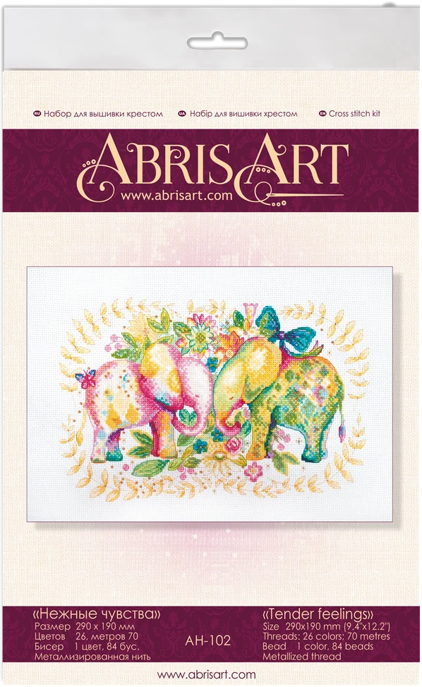 Abris Art Siuvinėjimo kryželiu rinkinys „Švelnūs jausmai“, 14 ct, 16×24 cm, su Preciosa