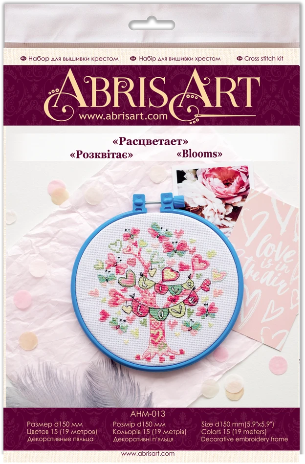 Abris Art Siuvinėjimo kryželiu rinkinys Gėlės, 15x15 cm, 14 ct, 100% medvilnė
