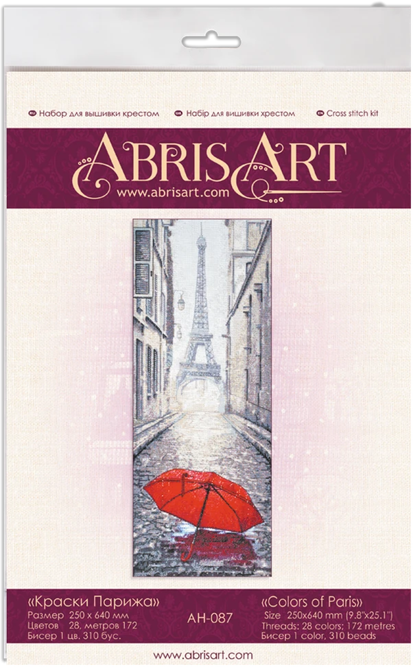 Abris Art Siuvinėjimo kryželiu rinkinys Paryžiaus spalvos 25×64 cm, 14 ct su karoliukais