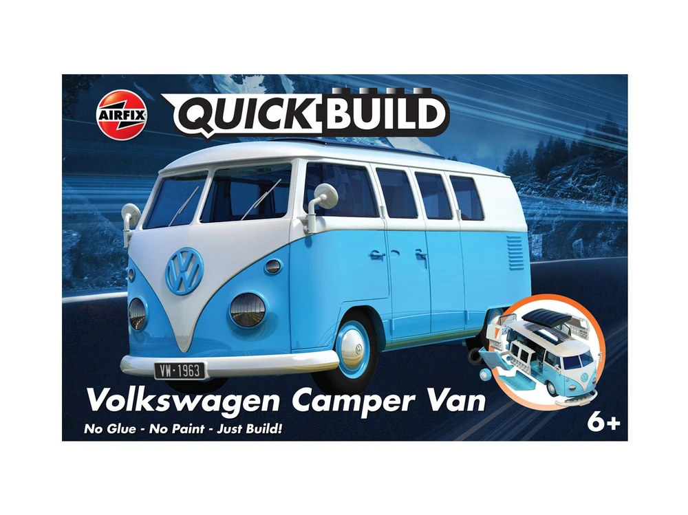 Airfix QUICKBUILD VW Camper Van mėlynas konstruktorius, 52 detalės