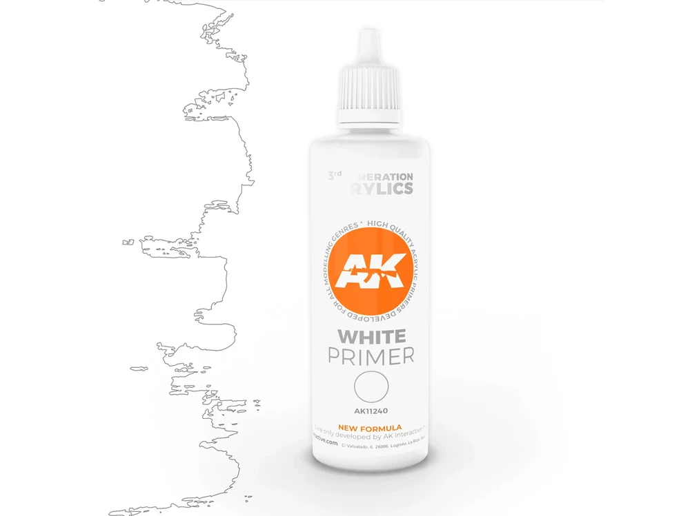 AK Interactive 3 kartos baltas akrilinis gruntas, 100 ml
