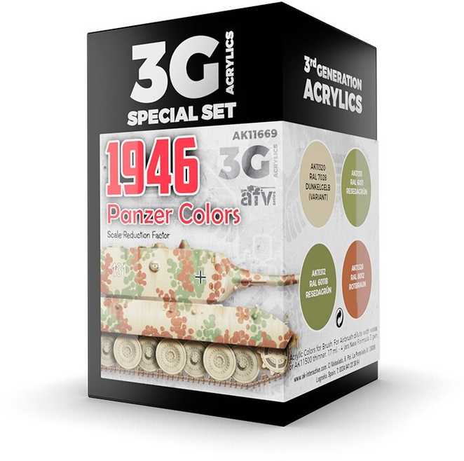 AK Interactive Panzer Colors 1946 akrilinių dažų rinkinys, 3 gen., AK11669