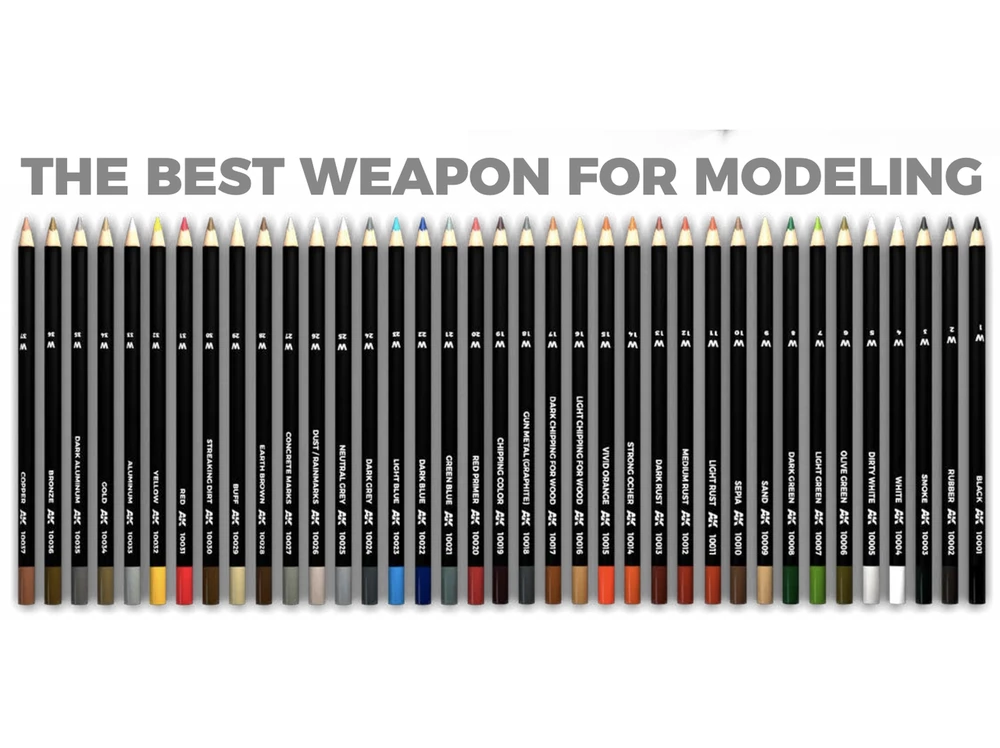 AK Interactive weathering akvareliniai pieštukai 37 vnt Deluxe rinkinys