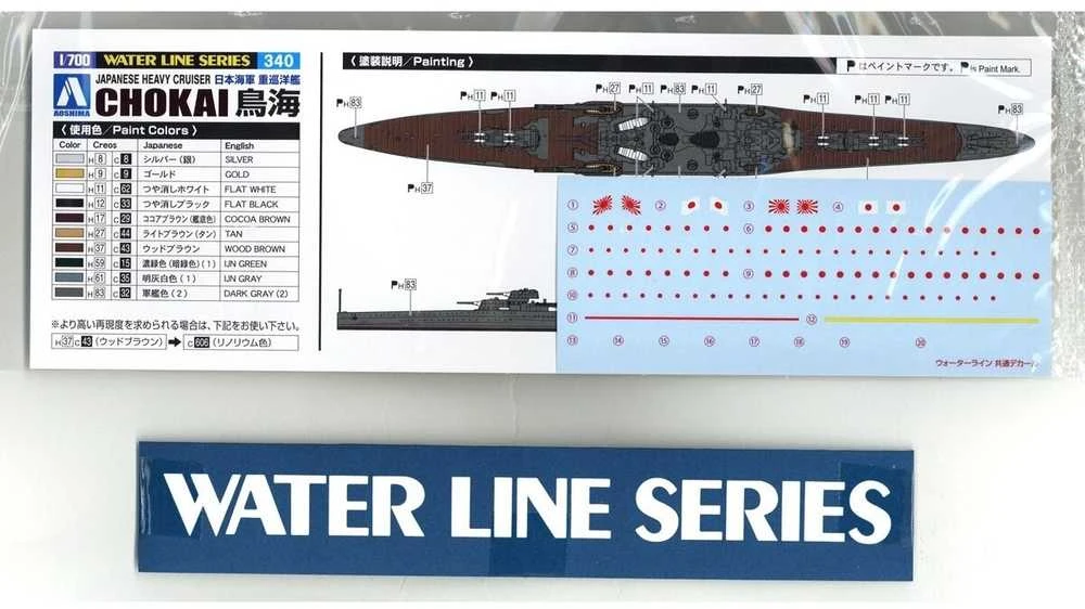 Aoshima Chokai japonų sunkusis kreiseris 1/700 Vanduo Line, atnaujinta