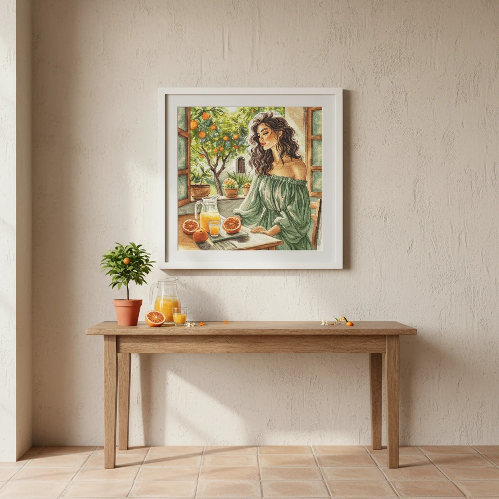 Ava Stitch Kryželiu siuvinėjimo rinkinys Langas į sodą 31,7x31,7 cm AVA-P191
