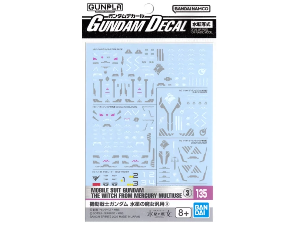 Bandai Gundam The Witch from Mercury dekalių rinkinys Nr.135