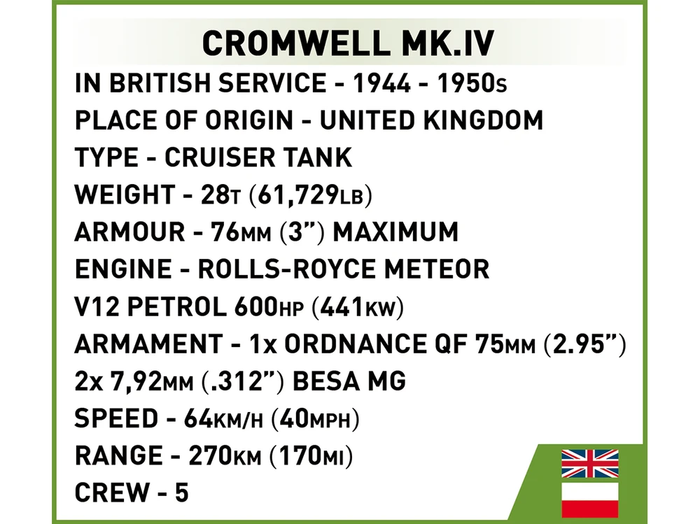 COBI - Konstruktorius Cromwell Mk.IV, 1/35, 2269