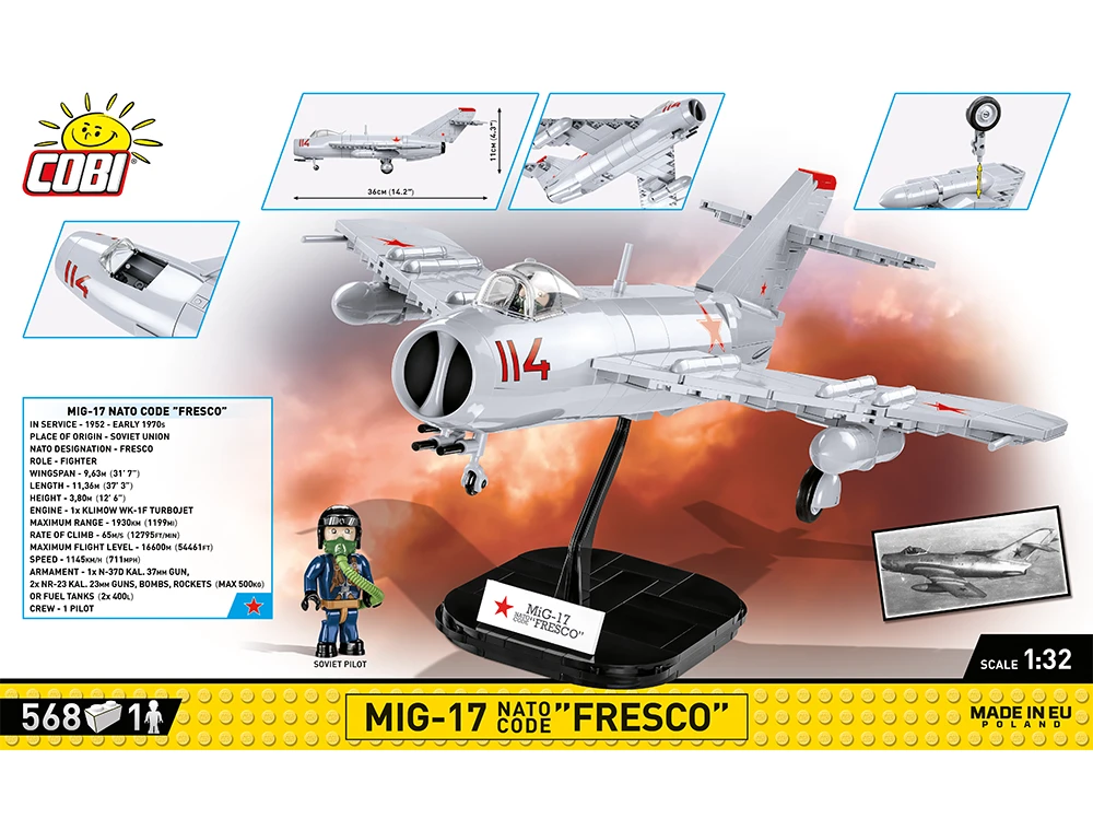 COBI MiG-17 Fresco NATO konstruktorius, 1:32, 568 detalių