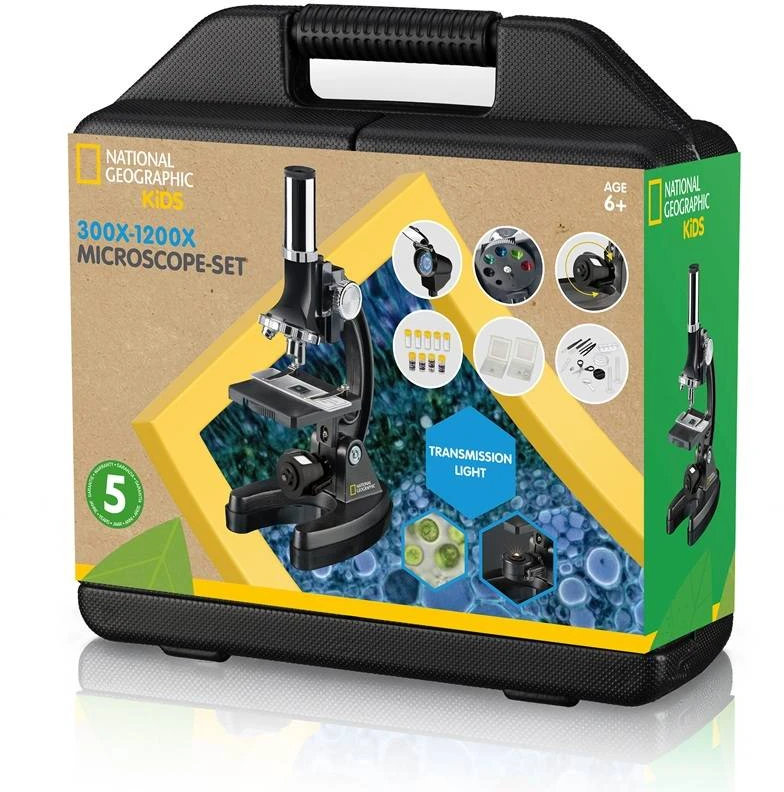 Dėlionė Bresser National Geographic Mikroskopas 300x-1200x su kieta dėže, NATIONAL GEOGRAPHIC