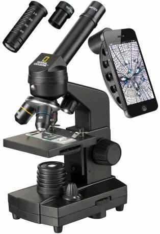 Dėlionė Bresser National Geographic Mikroskopas NATIONAL GEOGRAPHIC 40X-1280X su eksperimentiniu rinkiniu ir išmaniojo telefon