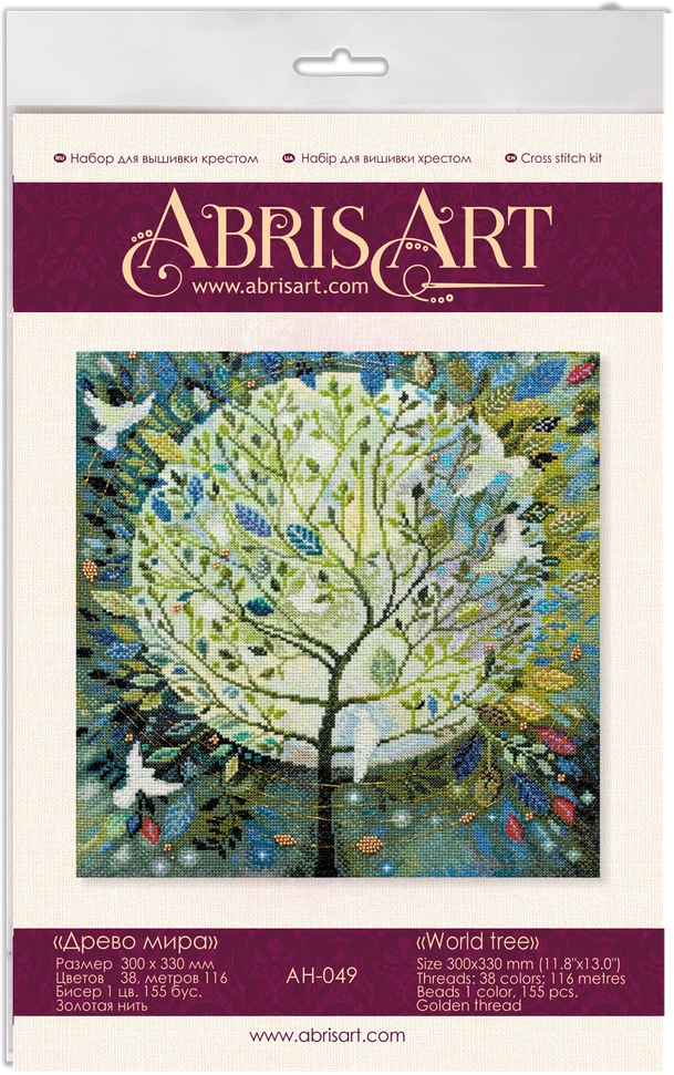 Abris Art Siuvinėjimo kryželiu rinkinys Pasaulio medis, 14 ct, 38 spalvų, 30x33 cm