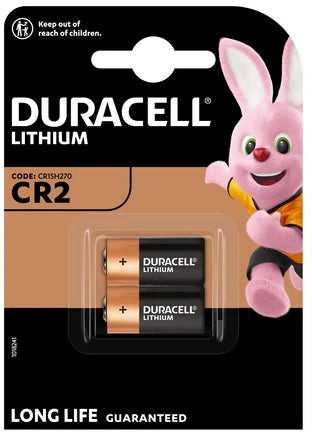 Duracell CR2 3V ličio baterijos, 2 vnt. fotoaparatams ir detektoriams