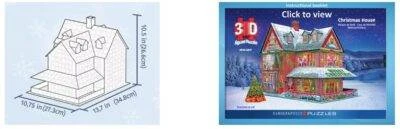 Eurographics 3D Kalėdų namas – 1100 dalių dėlionė, šventinė dekoracija suaugusiems ir vaikams
