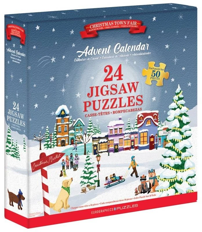 Dėlionė Eurographics Advento dėlionių kalendorius „Kalėdų miestelio mugė“ – 24x50 detalių