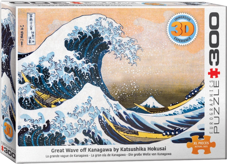 Eurographics Hokusai „Didžioji Kanagavos banga“ 3D lęšinė dėlionė 300 dalių