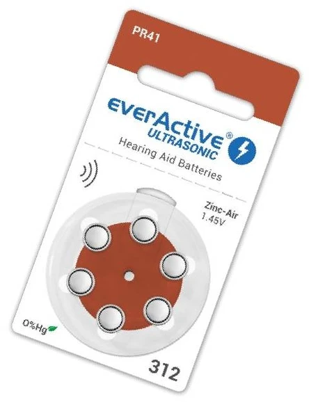 Everactive Ultrasonic 312 PR41 klausos aparatų baterijos 6 vnt. 1,45V